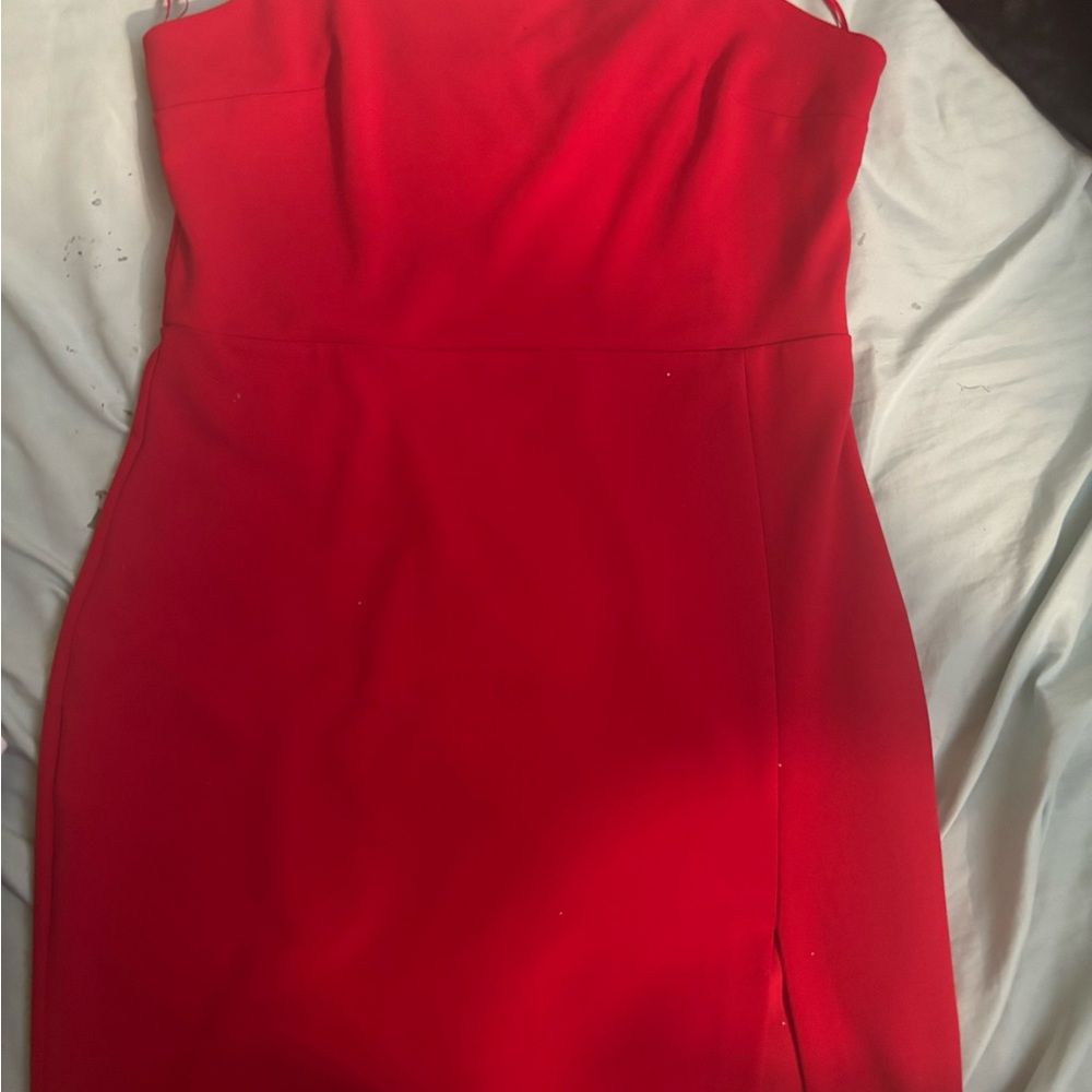 Express Red Strapless Sheath Maxi Dress